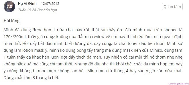Đánh giá của người tiêu dùng về nước hoa hồng Muji