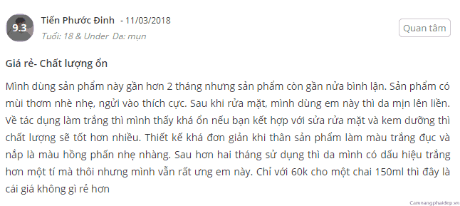 Đánh giá của khách hàng về nước hoa hồng Pond's