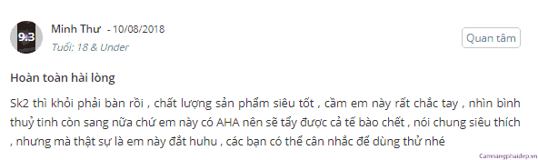 Phản hồi của khách hàng về nước hoa hồng SK-II